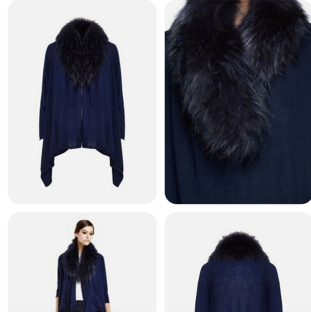Alice and Olivia Fox Fur Cashmere Blend Cardigan - Picture 4 of 8